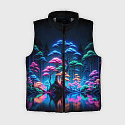 Женский жилет Неоновый лес - нейросеть, цвет: 3D-светло-серый