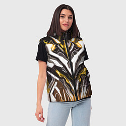 Женский жилет Неоновая кибер броня жёлтая, цвет: 3D-черный — фото 2