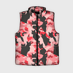 Женский жилет Розовый камуфляж из котов, цвет: 3D-черный
