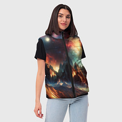 Женский жилет Space landscape with mountains, цвет: 3D-черный — фото 2