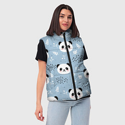 Женский жилет Панды и цветочки, цвет: 3D-светло-серый — фото 2