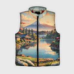 Женский жилет Спокойный рассвет над японским горизонтом, цвет: 3D-красный