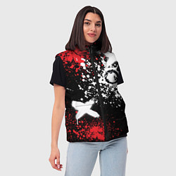Женский жилет Дракон уроборос на фоне брызг красок и граффити, цвет: 3D-черный — фото 2