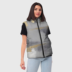 Женский жилет Серо золотая абстракция, цвет: 3D-светло-серый — фото 2