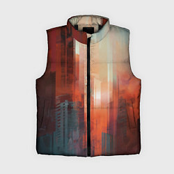 Женский жилет Размытый город на закате, цвет: 3D-черный
