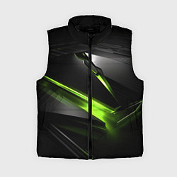 Женский жилет Зеленая абстрактная конструкция в стиле nvidia, цвет: 3D-черный