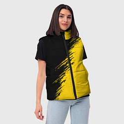 Женский жилет Черные штрихи на желтом фоне, цвет: 3D-красный — фото 2