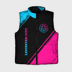 Женский жилет Leicester City - neon gradient вертикально, цвет: 3D-черный