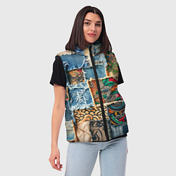 Женский жилет Японские мотивы на дениме, цвет: 3D-светло-серый — фото 2