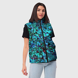 Женский жилет Абстракция яркий бирюзовый, цвет: 3D-черный — фото 2
