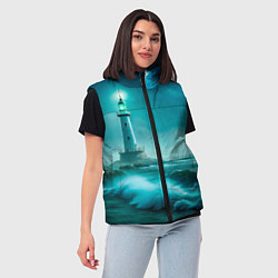 Женский жилет Белый маяк и ночной шторм, цвет: 3D-светло-серый — фото 2