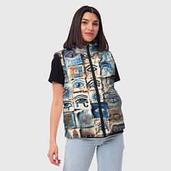 Женский жилет Глаза на пэчворк дениме, цвет: 3D-красный — фото 2