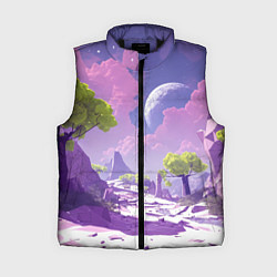 Женский жилет Фиолетовые горы зеленые деревья и космос