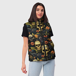 Женский жилет Осень и черепа, цвет: 3D-черный — фото 2