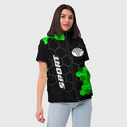Женский жилет Daewoo green sport hexagon, цвет: 3D-черный — фото 2