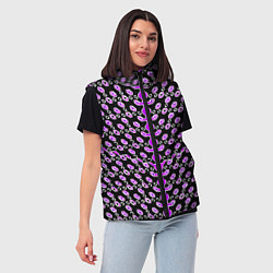 Женский жилет Розовые киберпанк ячейки на чёрном фоне, цвет: 3D-черный — фото 2
