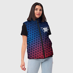 Женский жилет GTA6 неоновые соты, цвет: 3D-черный — фото 2