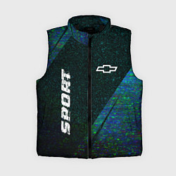 Женский жилет Chevrolet sport glitch blue, цвет: 3D-черный