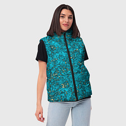 Женский жилет Абстракция бирюзовый со свечением, цвет: 3D-светло-серый — фото 2