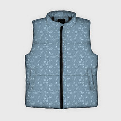 Женский жилет Серо-голубой цветочный однотонный узор
