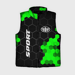 Женский жилет FAW green sport hexagon, цвет: 3D-черный