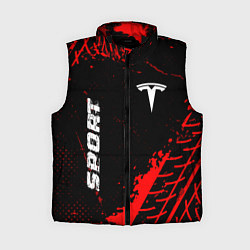 Женский жилет Tesla red sport tires, цвет: 3D-черный