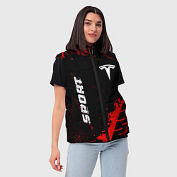 Женский жилет Tesla red sport tires, цвет: 3D-черный — фото 2