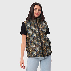 Женский жилет Волки паттерн, цвет: 3D-черный — фото 2