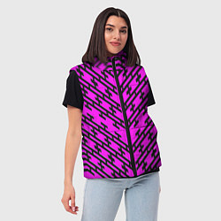 Женский жилет Чёрные полосы на розовом фоне, цвет: 3D-светло-серый — фото 2