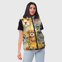 Женский жилет Красочный паттерн с щенками, цвет: 3D-красный — фото 2