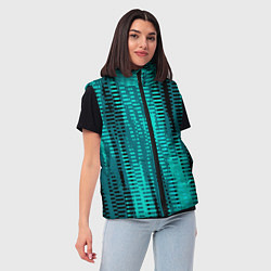 Женский жилет Бирюзовый абстрактные полосы, цвет: 3D-черный — фото 2