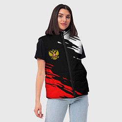 Женский жилет Герб РФ краски текстура абстрактные, цвет: 3D-черный — фото 2