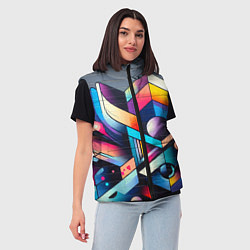 Женский жилет Геометрическое абстрактное граффити - нейросеть, цвет: 3D-красный — фото 2