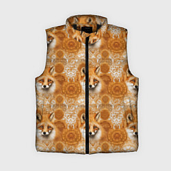 Женский жилет Лакшери паттерн с золотыми лисицами, цвет: 3D-черный