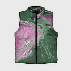 Женский жилет Мрамор темно-зеленый с розовым