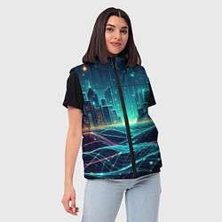 Женский жилет Metropolis - vaporwave neon glow, цвет: 3D-черный — фото 2