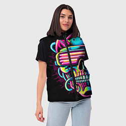 Женский жилет Cyber skull - ai art neon, цвет: 3D-красный — фото 2