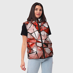 Женский жилет Чёрно-красная абстракция и чёрные полосы, цвет: 3D-красный — фото 2