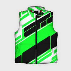 Женский жилет Зелёно-белые полосы и чёрный фон, цвет: 3D-красный