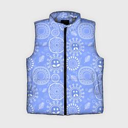 Женский жилет Синие цветочные рожицы, цвет: 3D-светло-серый
