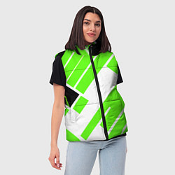 Женский жилет Зелёные широкие линии на белом фоне, цвет: 3D-светло-серый — фото 2