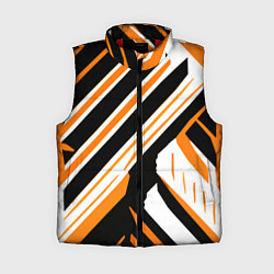 Женский жилет Чёрно-оранжевые полосы на белом фоне, цвет: 3D-красный