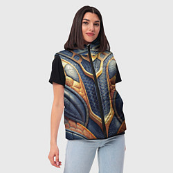 Женский жилет Темная кожаная броня с желтой оплеткой, цвет: 3D-черный — фото 2