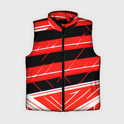 Женский жилет Чёрно-белые полосы на красном фоне