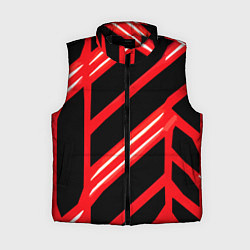 Женский жилет Чёрно-белые полосы на красном фоне, цвет: 3D-черный