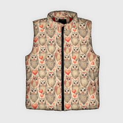 Женский жилет Совы милые в паттерне, цвет: 3D-красный