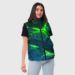 Женский жилет Неоновые яркие зеленые разломленные плиты со свето, цвет: 3D-красный — фото 2