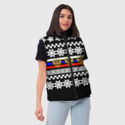 Женский жилет Rusiia winter pattern, цвет: 3D-светло-серый — фото 2