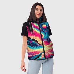 Женский жилет Neon space fantasy - ai art, цвет: 3D-светло-серый — фото 2
