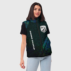 Женский жилет Atletico Madrid glitch blue, цвет: 3D-черный — фото 2
